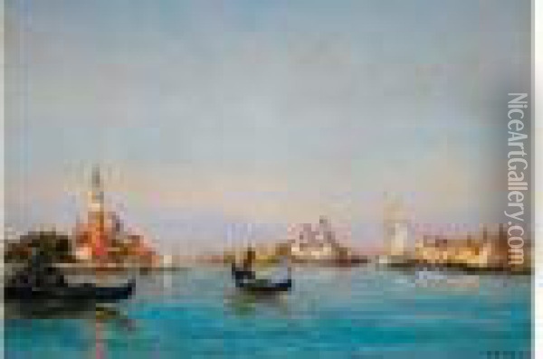 Voiliers Et Gondoles Sur Le Grand Canal A Venise Oil Painting - Raymond Allegre