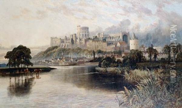 Windsor Castle From The River Oil Painting - John C. Syer