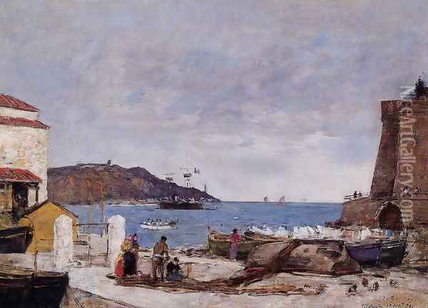 The Bay of Villefranche, the Port Oil Painting - Eugene Boudin