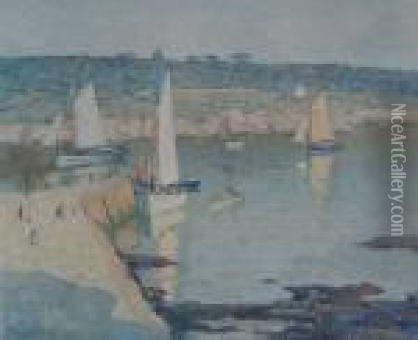 A Cornish Harbour Oil Painting - Terrick John Williams