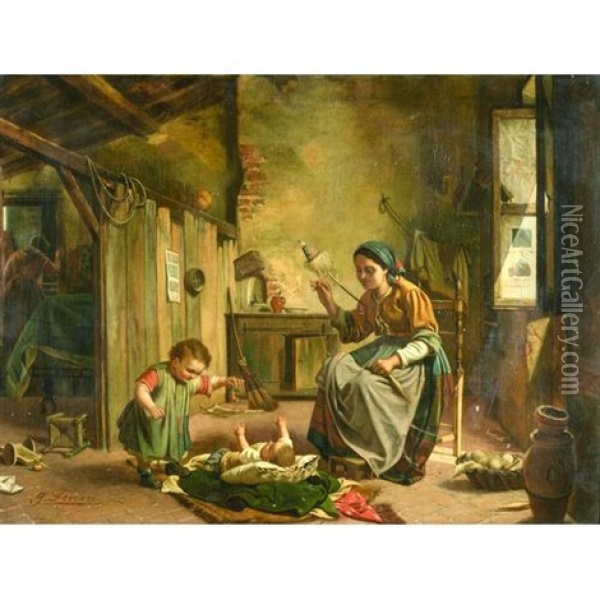 Domestic Bliss Oil Painting - Giuseppe Ferrari