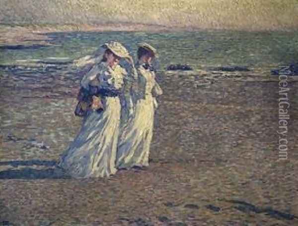 A Stroll On The Beach Oil Painting - Theo van Rysselberghe