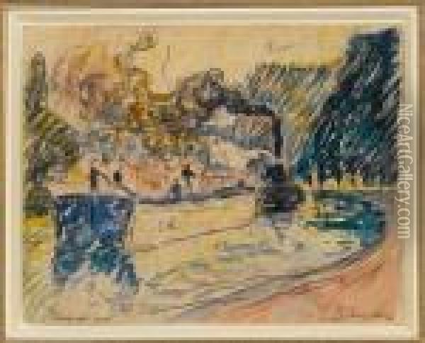 Study For 'samois, Le Remorqueur' Oil Painting - Paul Signac