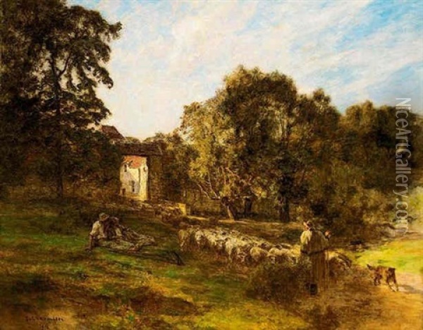 Paysage Champetre Oil Painting - Leon Augustin L'Hermitte