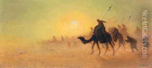 Crossing the Desert Oil Painting - Charles Theodore Frere