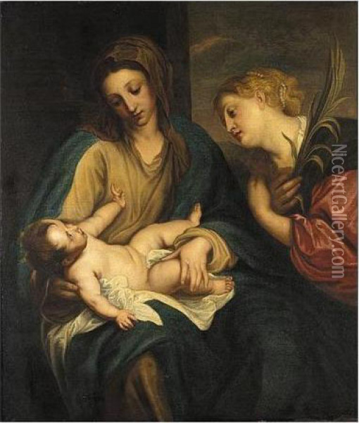 The Virgin And Child With Saint Catherine Oil Painting - Sir Anthony Van Dyck
