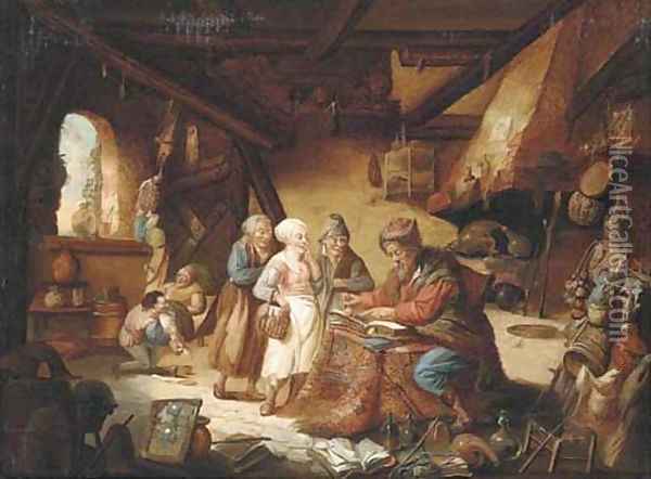 An alchemist in his workshop Oil Painting - David Ryckaert III