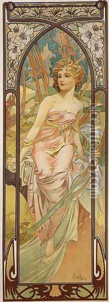 Morning Awakening. From The Times of the Day Series. 1899 Oil Painting - Alphonse Maria Mucha