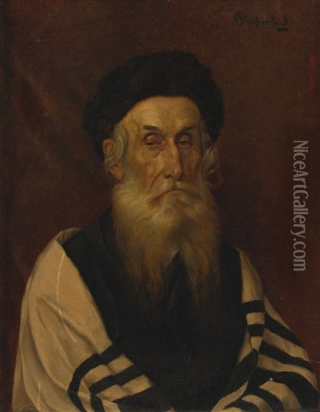 Rabbi Deep In Thought Oil Painting - Alois Heinrich Priechenfried