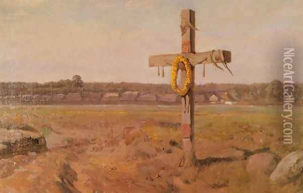 Cross Oil Painting - Jozef Chelmonski