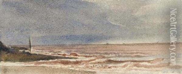 A Coastal Landscape Oil Painting - Peter de Wint