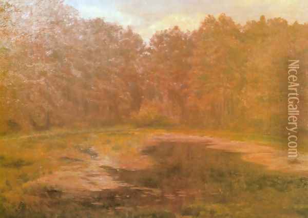 Pond in a Forest Oil Painting - Jozef Chelmonski