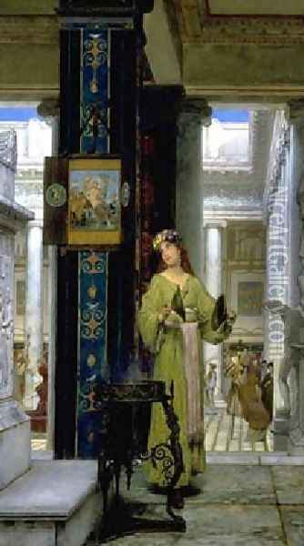 In the Temple Oil Painting - Sir Lawrence Alma-Tadema