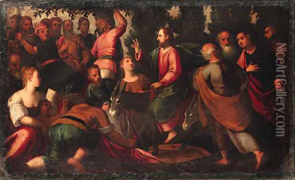 Christ's Entry into Jerusalem Oil Painting - Ippolito Scarsella (see Scarsellino)
