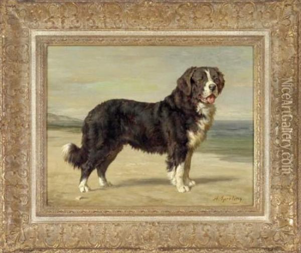 Berner Sennenhund Vor Landschaft Oil Painting - Heinrich Sperling