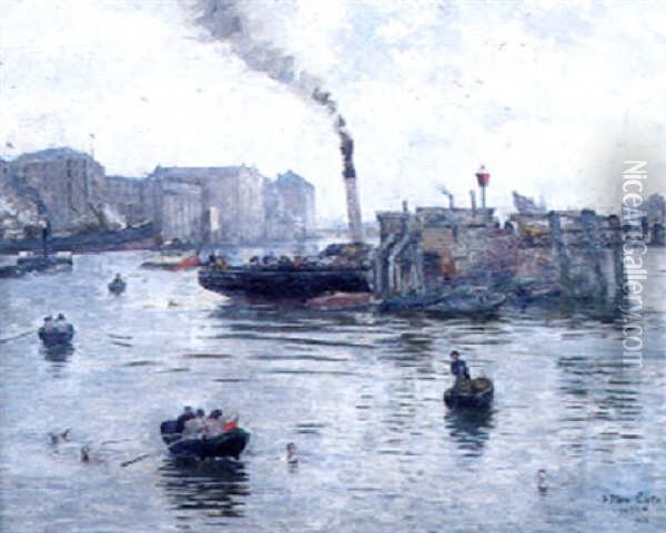 Le Port De Londres Oil Painting - Siebe Johannes ten Cate