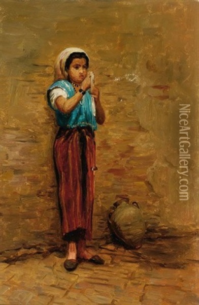 North African Girl Oil Painting - August-Jean-Francois-Jean-Baptiste le Gras