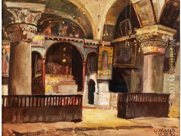 Blick In Die Helenenkapelle Dergrabeskirche Oil Painting - Georg Macco