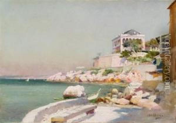 La Reserve Sur La Corniche A Marseille. Oil Painting - Louis Nattero