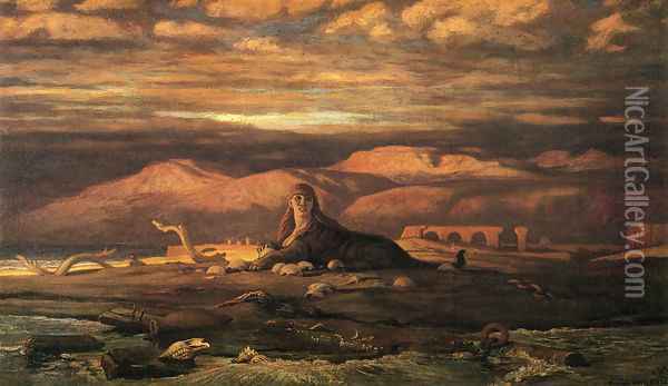 The Sphinx of the Seashore (1879-80) Oil Painting - Elihu Vedder