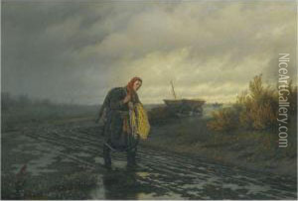 The Stormy Road Oil Painting - Leonid Ivanovic Solomatkin