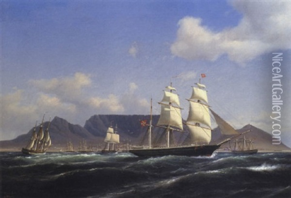 Shipping In Table Bay, 1858 Oil Painting - Carl Ludwig Bille