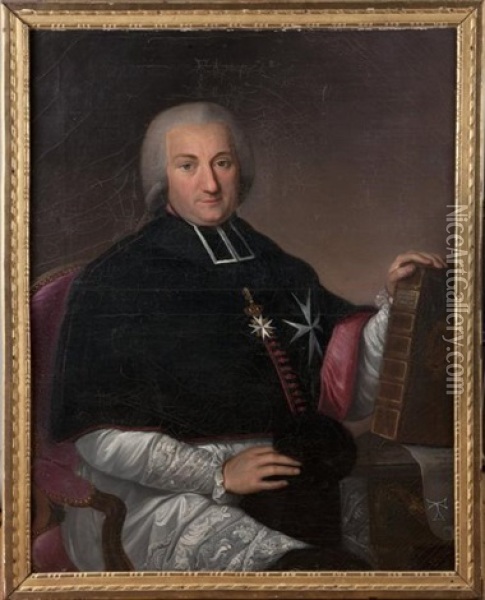 Monsieur L'abbe De Quevremont, Portant Ordre De Malte Et Ordre De Saint Antoine 1777 Oil Painting - Jacques Nourry Noury