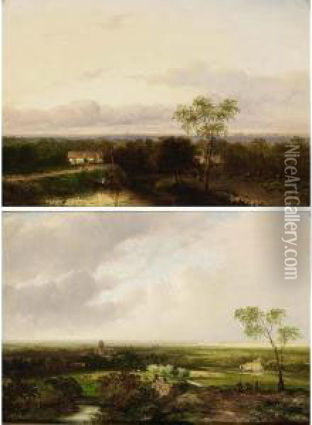 Two Summer Landscapes (a Pair) Oil Painting - Jan Evert Morel