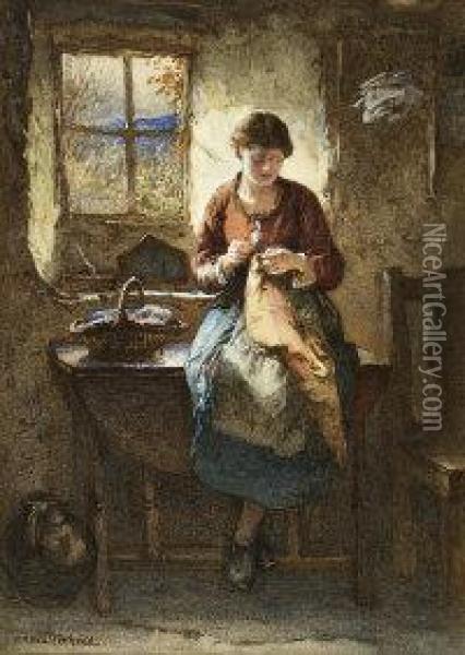 Needlework Oil Painting - William Harris Weatherhead