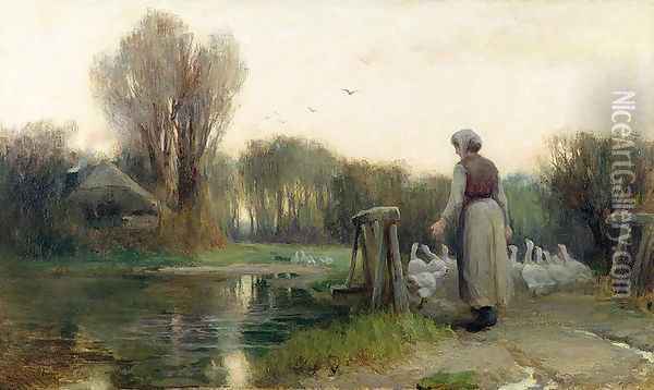 The Goose Girl Oil Painting - Edward Aubrey Hunt