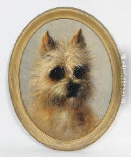 Head Of A Terrier Oil Painting - Maud Earl