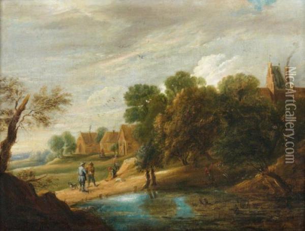 Repos Des Paysans Devant Une Marre Oil Painting - David The Younger Teniers