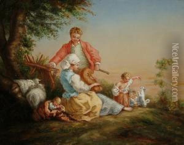 A Pastoral Scene With Children Playing Oil Painting - Felix Terlinden