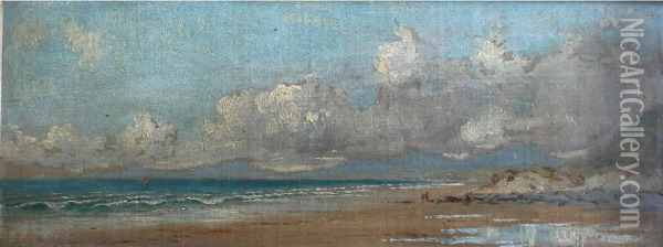 Beach Scene Oil Painting - John Edward Brett