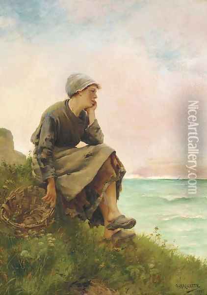 Waiting for the catch Oil Painting - George Haquette