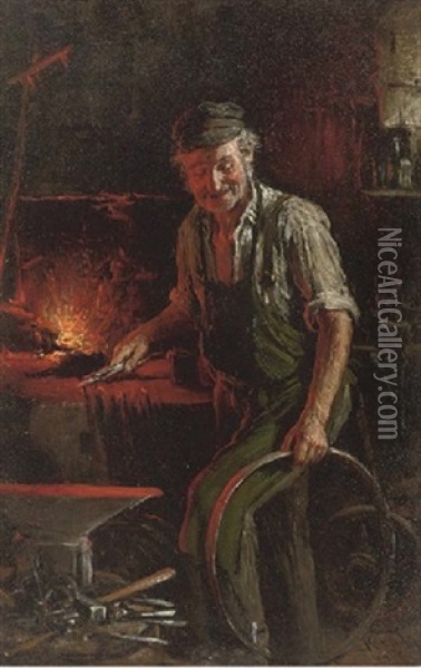 The Blacksmith Oil Painting - Hermann Kern