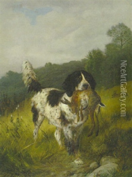 Jagdhund Mit Einem Hasen Im Maul Oil Painting - Carl Friedrich Deiker