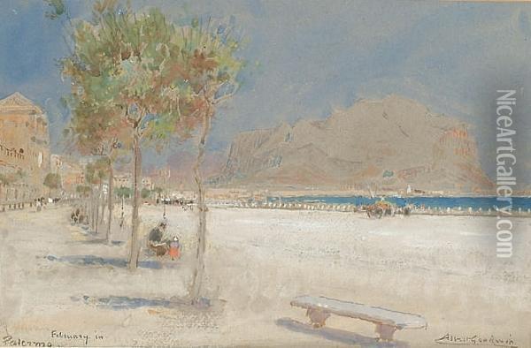 February In Palermo Oil Painting - Albert Goodwin