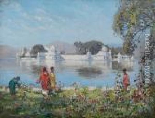 Lake Palace, Udaipur, India Oil Painting - Robert Gwelo Goodman