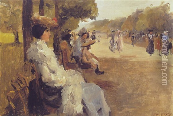A Sunny Day In The Bois De Boulogne Oil Painting - Isaac Israels