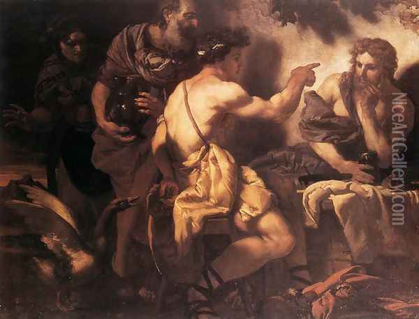 Jupiter and Mercury at Philemon and Baucis 1659 Oil Painting - Johann Karl Loth