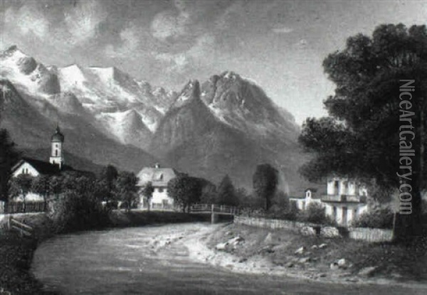 Ansicht Von Garmisch Oil Painting - Hubert Sattler