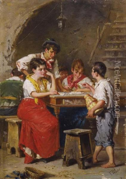 La Tombola Oil Painting - Francesco Peluso