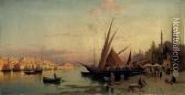 The Bosphorus, Constantinople Oil Painting - Hermann David Salomon Corrodi