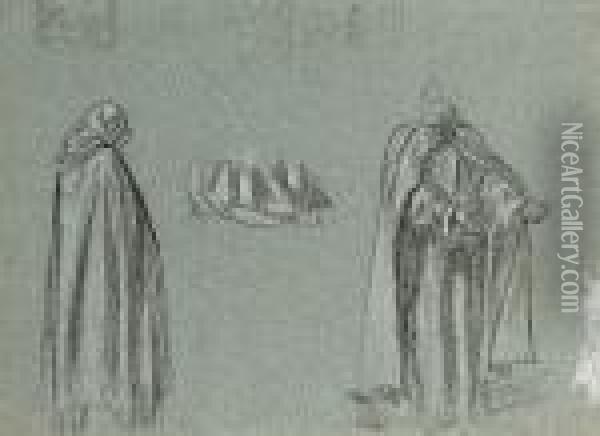 Studies Of Cloaked Figures Oil Painting - Frederick Leighton