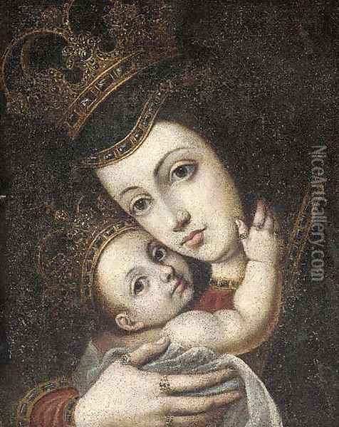 The Madonna and Child Oil Painting - Spanish Colonial School