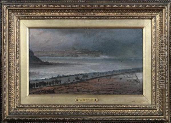Tynemouth Northumberland From South Shields Pier Oil Painting - William Jenner