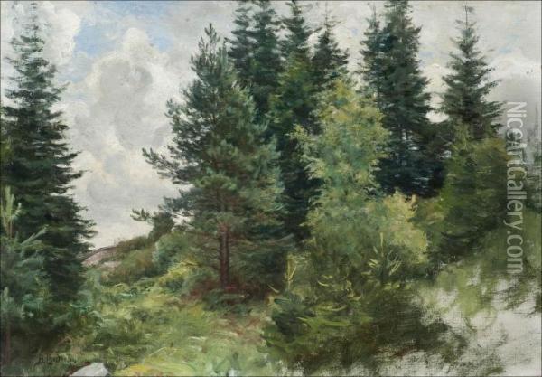 Metsanrinne Oil Painting - Berndt Adolf Lindholm