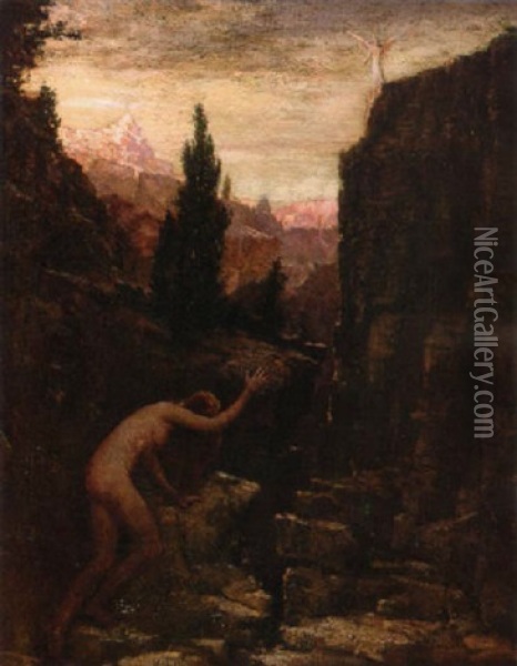 Spirit Of The Canyon Oil Painting - Elliot Daingerfield