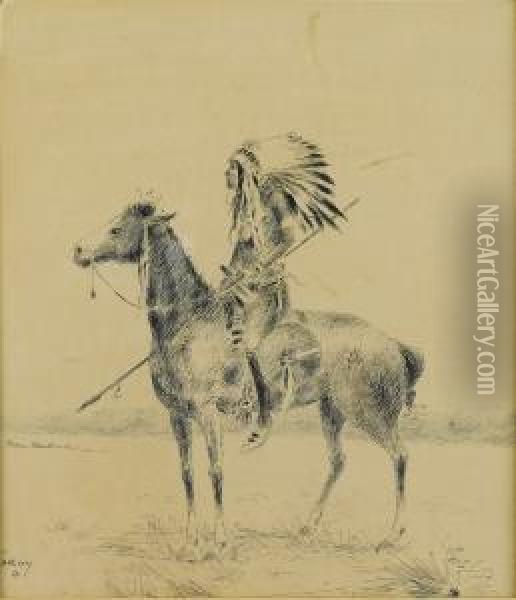 Indian Scout On Horseback Oil Painting - Henry Farny